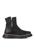 Bueno women's Chunky Zip Boots in black darkstone leather