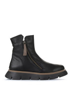 Bueno women's Chunky Zip Boots in black darkstone leather