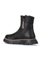 Bueno 's Chunky Zip Boots in black khaki leather
