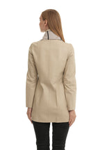 Bueno 's Long Leather Coat in beige leather
