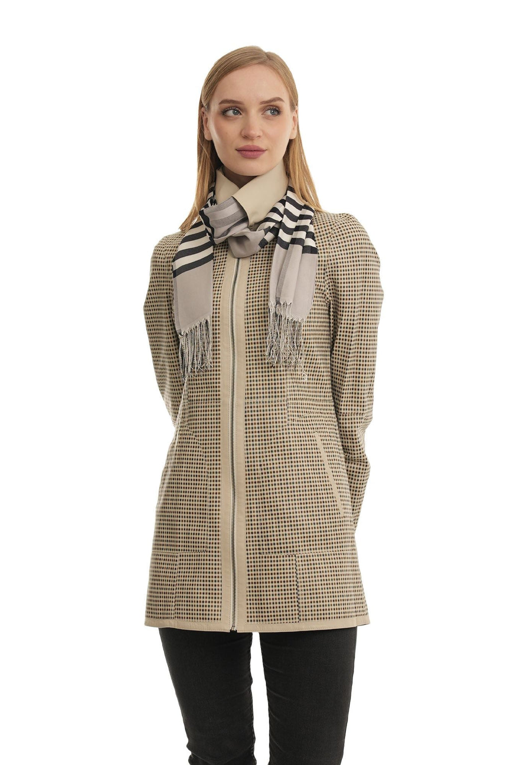 Bueno 's Long Leather Coat in yellow leather