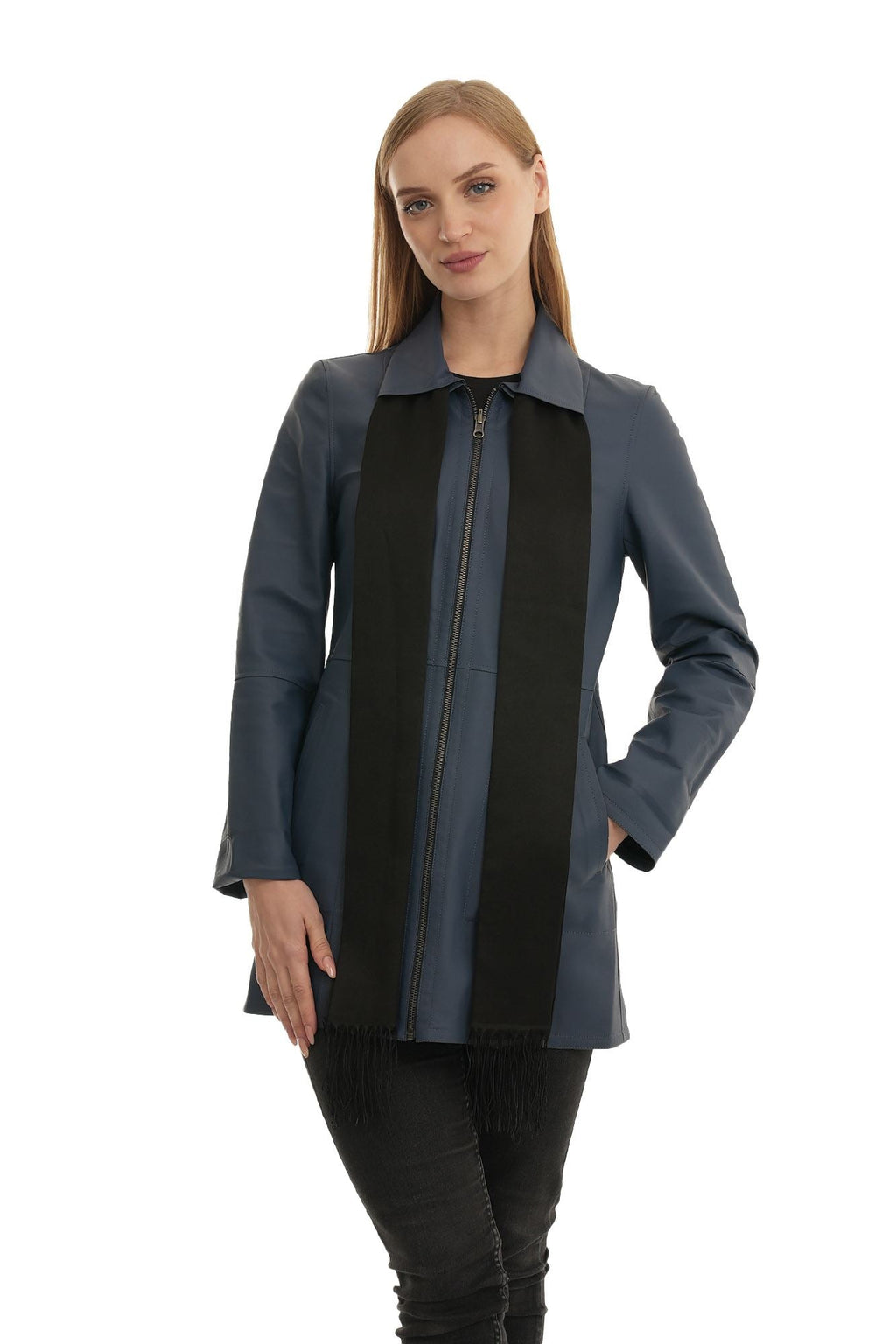 Bueno 's Long Leather Coat in mink leather