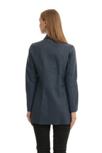 Bueno 's Long Leather Coat in burgundy navy leather