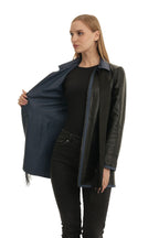 Bueno 's Long Leather Coat in yellow leather