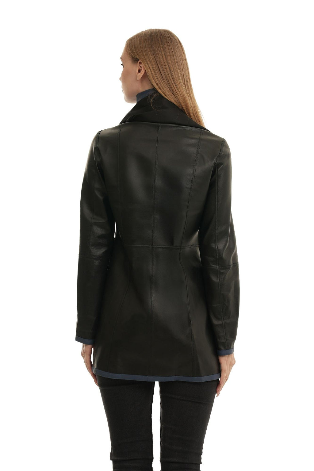 Bueno 's Long Leather Coat in beige leather