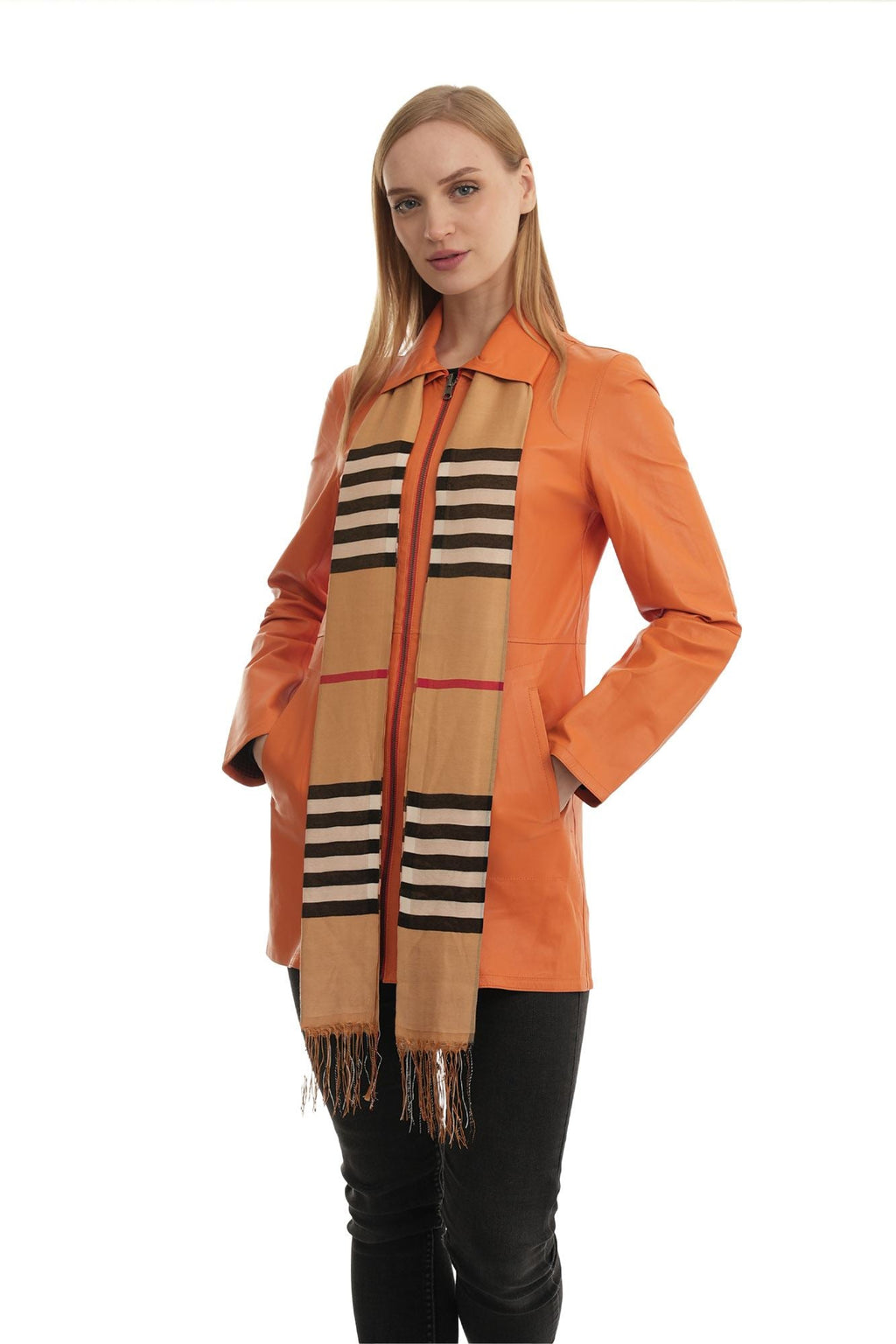 Bueno 's Long Leather Coat in mink leather