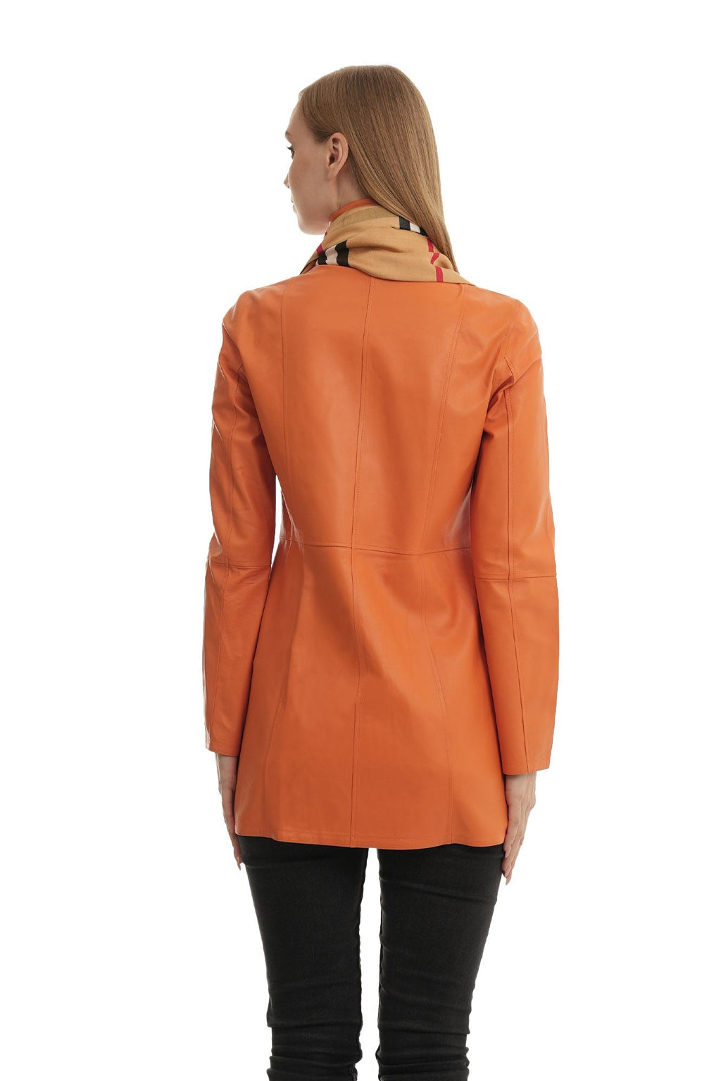 Bueno 's Long Leather Coat in burgundy navy leather