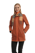 Bueno 's Long Leather Coat in beige leather