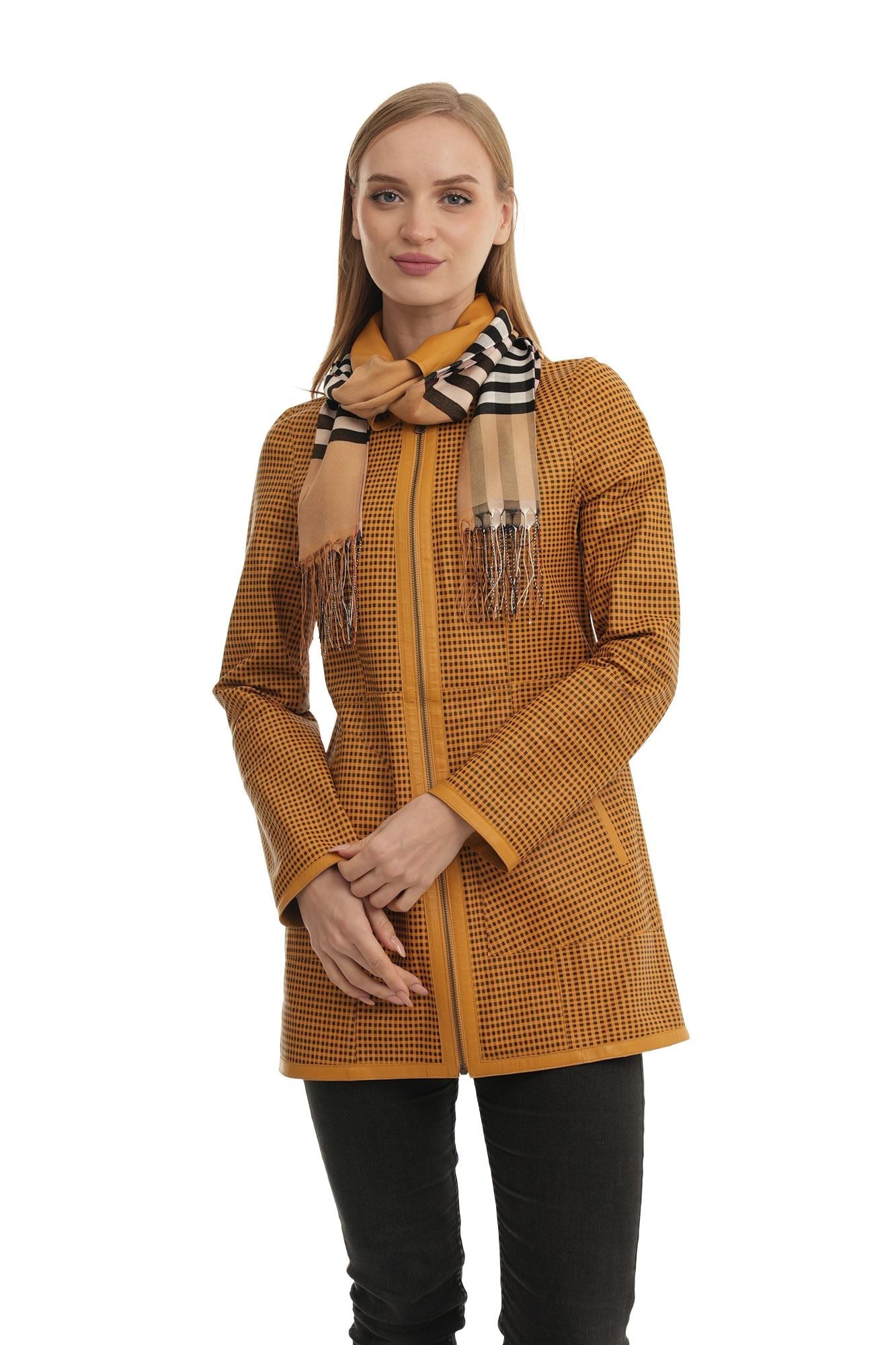 Bueno 's Long Leather Coat in burgundy navy leather