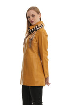 Bueno 's Long Leather Coat in yellow leather