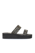 Bueno women's Patterned Wedge Slide in black gold