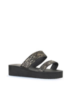 Bueno 's Patterned Wedge Slide in black gold
