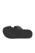Bueno 's Patterned Wedge Slide in black gold