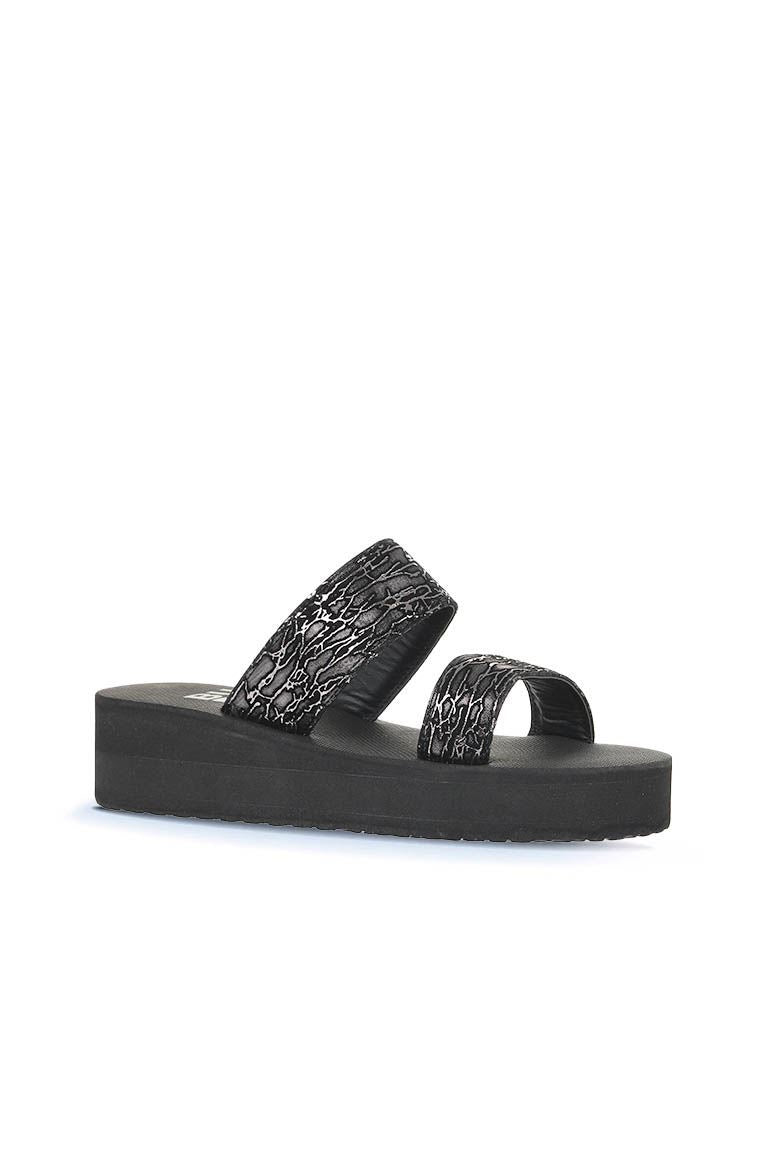 Bueno 's Patterned Wedge Slide in black platinum