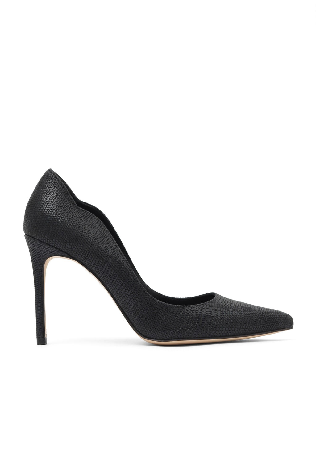 Bueno 's Pointed Stiletto Heel in black printed leather