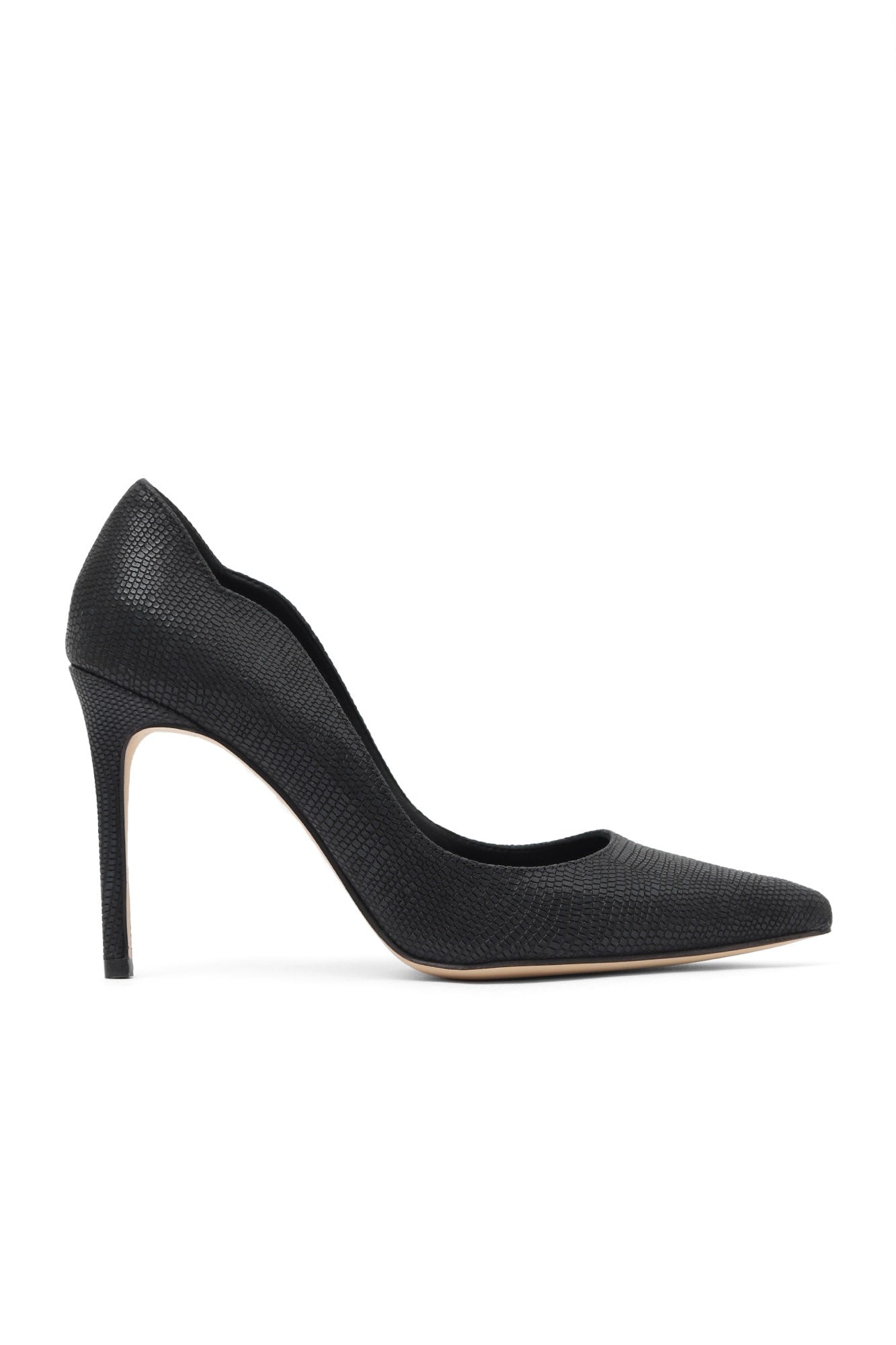 Bueno 's Pointed Stiletto Heel in black printed leather