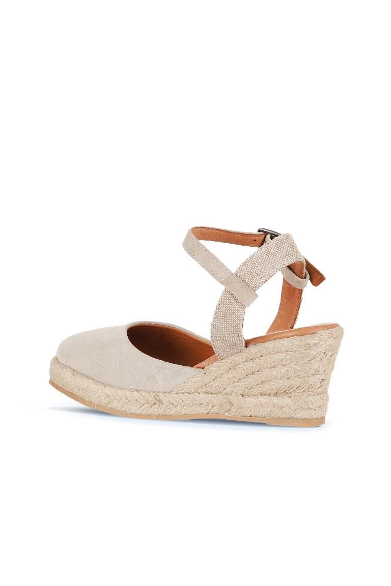 Bueno 's Nubuck Wedge Sandal in beige suede