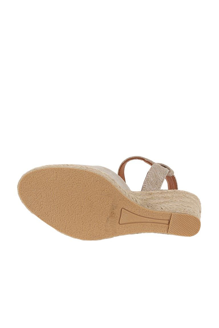 Bueno 's Nubuck Wedge Sandal in beige suede