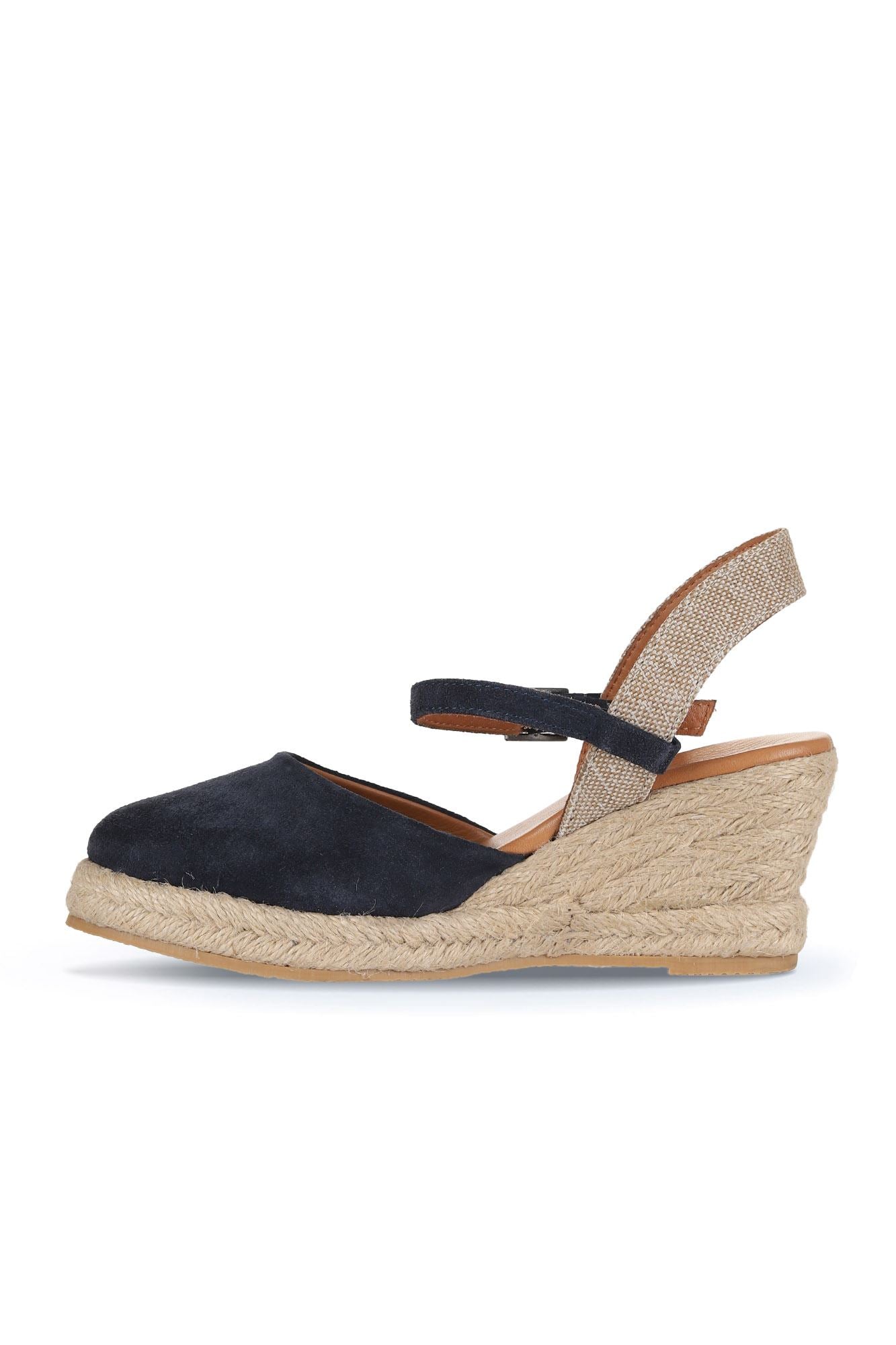 Bueno 's Nubuck Wedge Sandal in beige suede